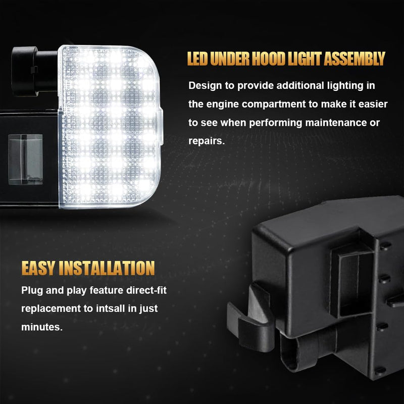 D-Lumina LED Under Hood Light Assembly for Chevy Silverado Express Tahoe GMC Sierra Savana Yukon, Powered by 18-SMD 6000K White Under Hood Lamp Kit, Pack of 1 Chevy/GMC Hood Light
