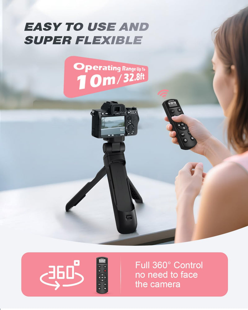 for Nikon Tripod with Rechargeable Remote Control - Aodelan Wireless Shooting Grip with OLED Screen Mini Tripod for Vlogging for Nikon Z6III,Z30,Z50,Z50II,Zfc,Zf,Z6II,Z7II,Z5,Coolpix A1000,B600,P1000