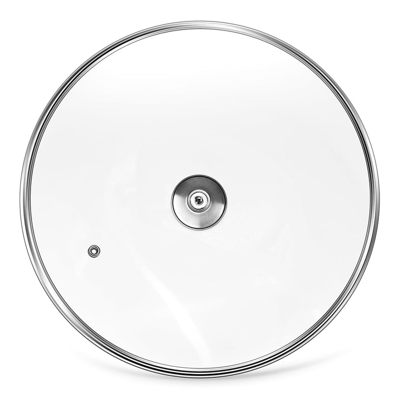 13" Glass Lid - Versatile Round Tempered Glass Replacement for 13 inch Frying Pans, Pots, Skillets, Dutch Ovens - Dishwasher Safe and Oven Safe up to 400°- Stainless Steel Knob Silvery
