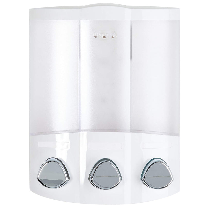 Better Living Products, White 76354 Euro Series TRIO 3-Chamber Soap and Shower Dispenser