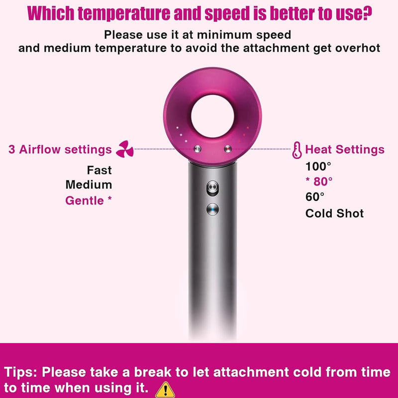 Long Curling Barrels+Round Volumizing Brush Attachments for Dyson Airwrap | 5 in 1 attachment for HS01 HS05, Adapter for Dyson Supersonic Hair Dryer HD01 HD02 HD03 HD04 HD07 HD08 5 in 1 Attachments