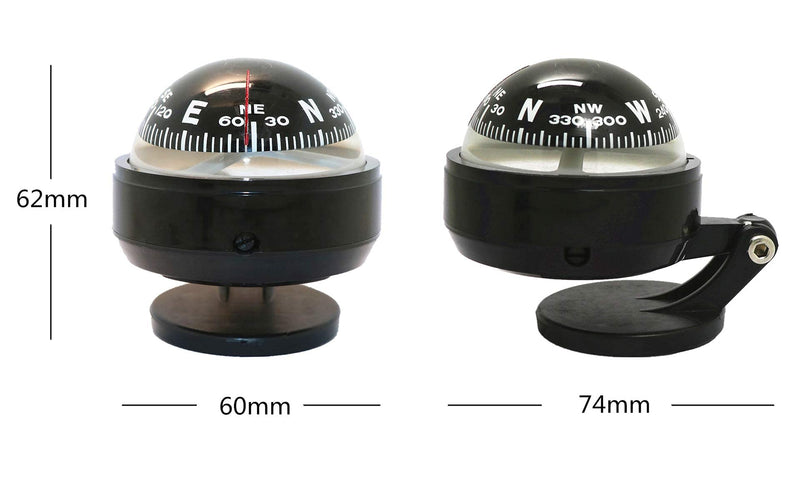 Compass for Car Dashboard, Portable Compass Compact Ball, Dashboard Stand Compass with Suction Cup & Adjustment Tools, for Cars, Travelling, Hiking, Camping Outdoor