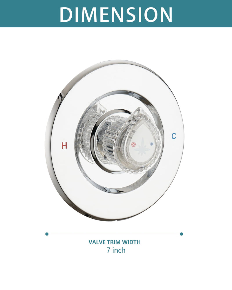 Shower Faucet Trim Kit Compatible with Moen Fit Chateau Valve Only, Pull-on Push-off Design Knob Handle, Chrome