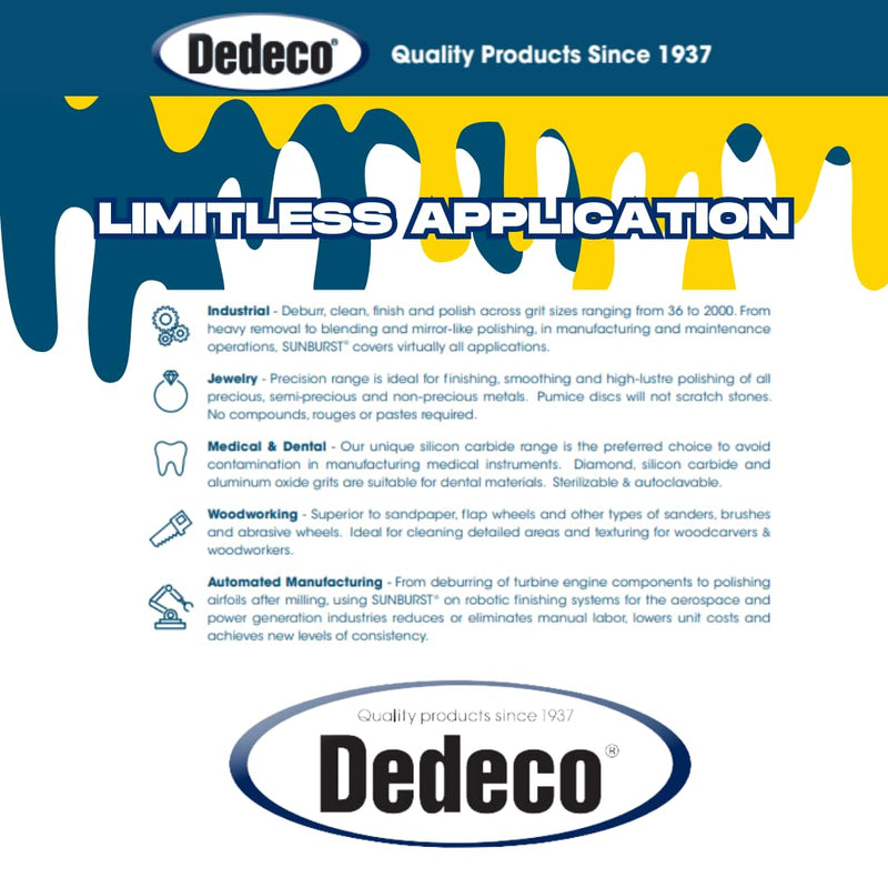 Dedeco Sunburst - 3/32” (2.35 mm) Shank Points - Precision Thermoplastic Rotary Cleaning, Deburring, and Polishing Tool Set, 18 3/32" Shanks - 3x 6 Grits, Shapes 12, 14, and 15