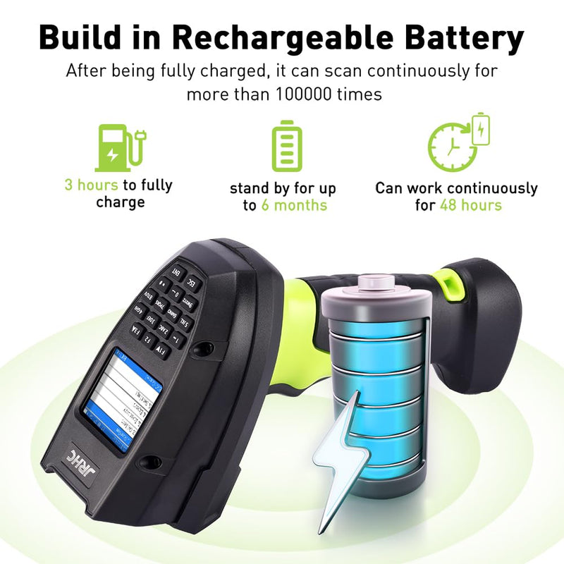 2D Wireless Barcode Scanner, Portable Inventory Scanner & Data Collector with 2.0 Inch LCD Screen and 2.4G Wireless Dongle Built in Stand for Warehouse, Express, Library,Pharmacy,Supermarket 2D Inventory Scanner
