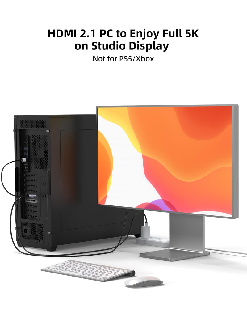 HDMI to USB C Cable 8.2FT 4K60Hz, HDMI Source and Power Supply to USB C Display Converter, for hdmi to Studio Display, Xbox PS5 Steam Deck Dock to Xreal Beam, Rayneo AR Glasses, Touchable Monitor straight
