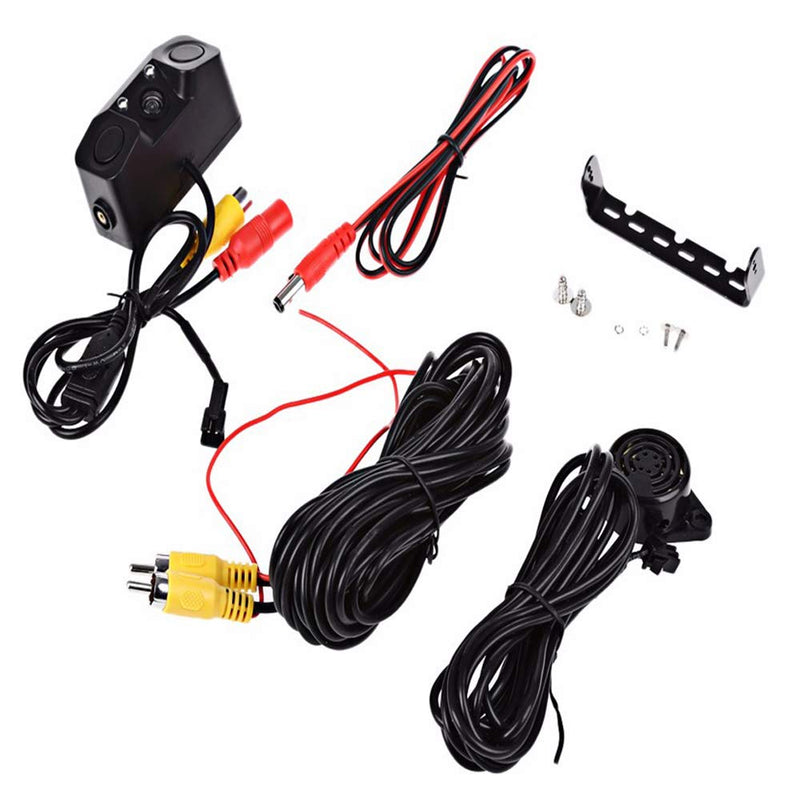Polarlander 3 in 1 Rear View Camera Waterproof Video Parking Sensor Car Reverse Backup Camerawith 2 Radar Detector Sensors BiBi Alarm