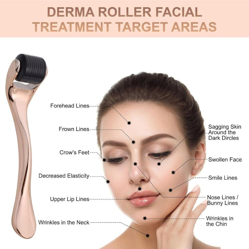 Derma Roller for Skin, Hair & Beard – Women and Men Titanium Microneedling Roller for Face & Scalp, Safe & Easy to Use
