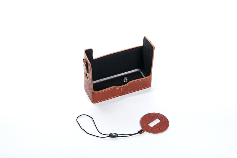 35AF Case, Handmade Genuine Real Leather Half Camera Case Bag Cover for Rollei 35AF With Lens Cover (Brown) Brown