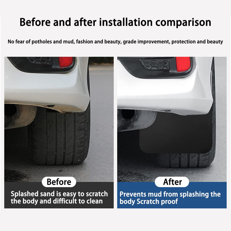 4PCS Universal Car Mud Flaps, Vehicles Mudguard Splash Guards Front and Rear Set, Flexible and Bendable Mudflaps Dirty Fenders, Auto Accessories Compatibility with Pickup SUV Van (Black) Black
