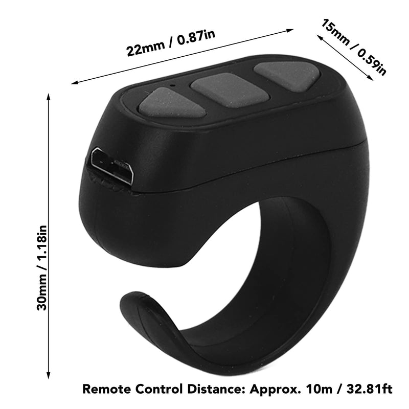 Page Turner, Bluetooth Remote Control Page Turner TikTok Remote Scrolling Ring Clicker, Video Scrolling Ring Camera Shutter Remote for Cell Phone (Black) Black