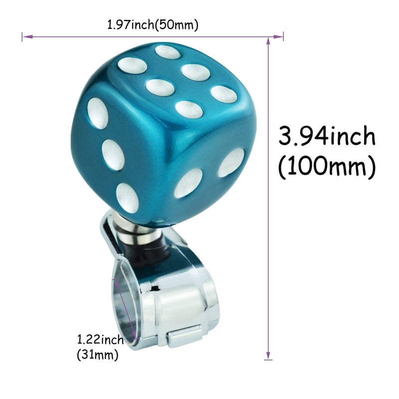 Dice Shape Steering Wheel Assist Knob Resin Car Turning Wheel Suicide Spinner for Most Manual Automotive Vehicles (Metallic Blue) Metallic Blue