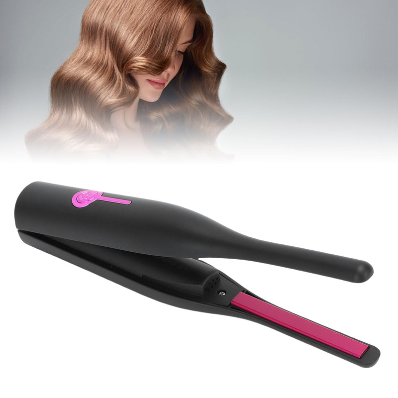 Pencil Flat Iron Cordless Small Flat Iron Hair Straightener Curler 2 in 1 with PTC Fast Heating & 2600mAh Battery (Black) Black
