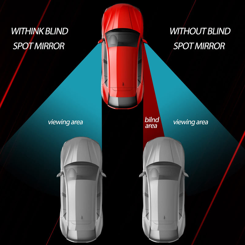 Frienda 6 Pieces Blind Spot Mirror, High Definition Glass Convex Lens Frameless 360° Wide Angle Side View Mirror for Car(Fan, Round, Rectangle Shape)
