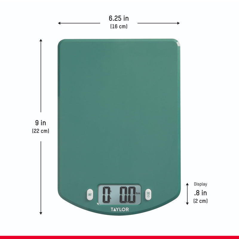 Taylor Digital Ocean Bound Plastic Kitchen Food Scale, 11 Pound Capacity, Teal