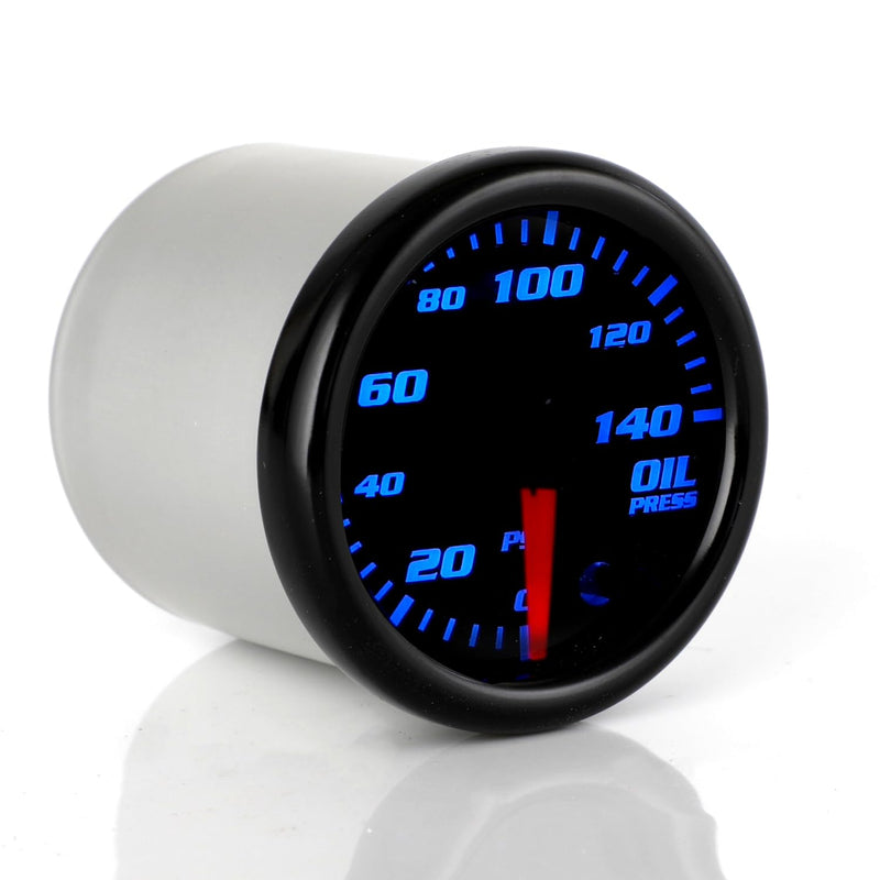 Tinted 7 Color Oil Pressure Gauge 140 PSI Kit 2"(52mm) Includes 1/8-27 NPT Electronic Sensor Wiring Multi Color Display White Housing Black Dial Smoked Lens for Car Truck