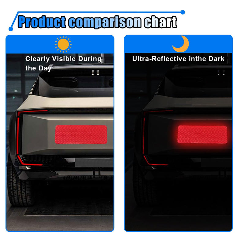 20PCS Car Safety Reflective Stickers, Waterproof Warning Reflective Tape, Night Visibility Reflective Strips for Trailers, Motorcycles, Bicycles, Cars, Helmets, 3.14 x 1.14 Inch (Red) Red