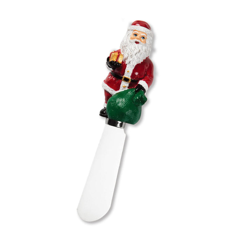 UPware Christmas Themed Cheese Spreaders, Hand-Painted Resin Handles with Stainless Steel Blades for Spreading Cream Cheese, Butter, and Jam, Assorted Designs, Set of 4