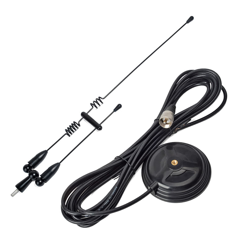 HYS Amateur Dual-Band VHF & UHF Magnet Base Antenna for 2m/70cm Motorola Mobile Ham Radios & Repeaters with 3.5inchs Magnetic Mount, W/13ft RG58 Cable PL-259 UHF Male Mag Mount (Black) Black