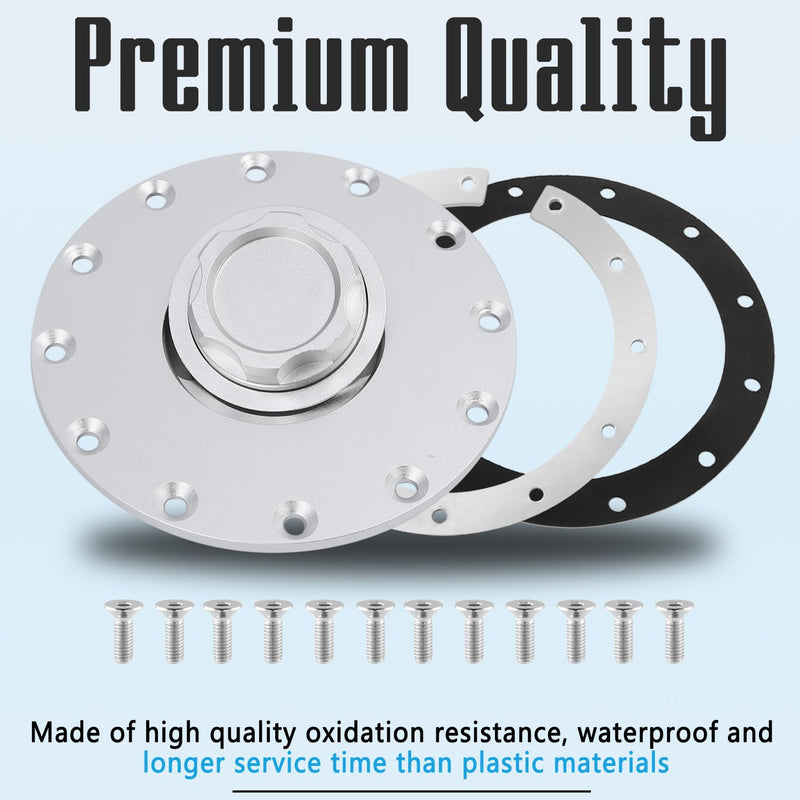 Billet Aluminum Easy Fill Fuel Cell Cap with 12 Hole Cell Bung and Rubber Gasket Sliver Silver