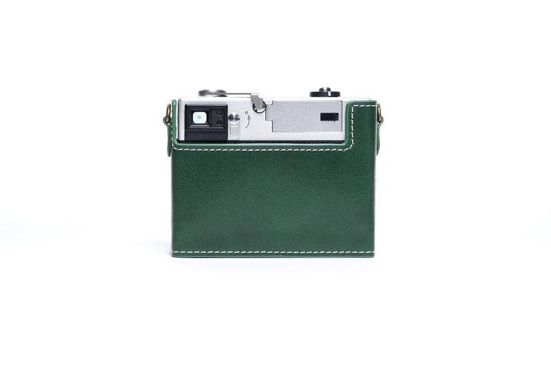 35AF Case, BMAOLLONGB Handmade Genuine Real Leather Half Camera Case Bag Cover for Rollei 35AF with Lens Cover (Green) Green