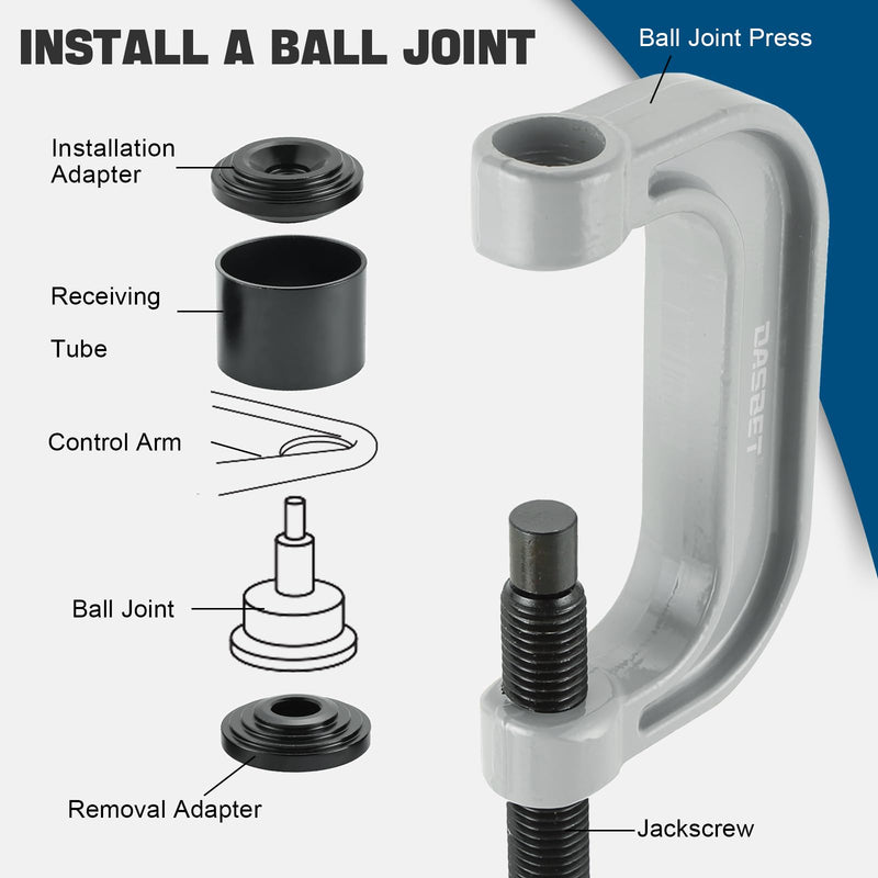 DASBET Ball Joint Removal Tool Kit | Ball Joint Press & U Joint Removal Kit Heavy Duty Ball Joint Press Fits Most 2WD and 4WD Cars Light Trucks 10PCS Ball Joint Service Tool Bushing Press Kit (Blue) Blue