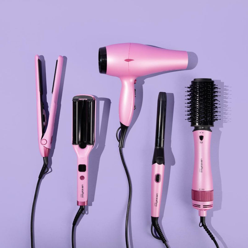 Lee Stafford Hair Dryer Blowdry Brush | Wet to Dry Round Air Styler - Blow Drying, Curling, & Straighten, Best Thermal Hotbrush Tools, Adds Shine & Volume, 2 Interchangable Attachments
