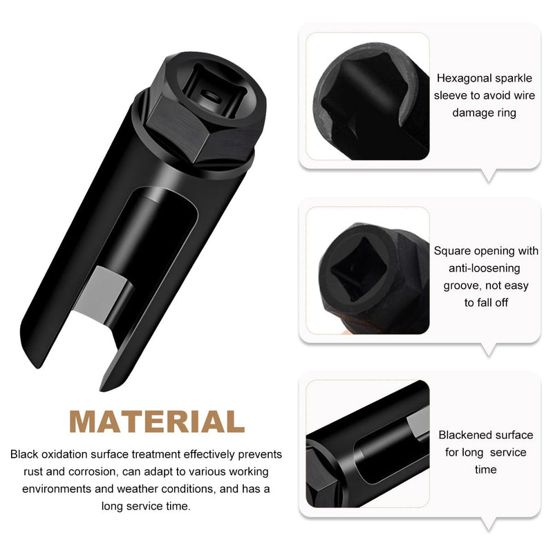 1/2" Drive by 7/8" 6-Point Chrome Vanadium Steel O2 Sensor Socket, Offset Oxygen Sensor Socket for Vehicle O2 Removal Installation (Large Opening) Large Opening