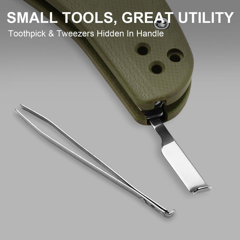 Kizer C01C Uti 2 (Tool-Free Version) Utility Knife, Button Liner Lock Box Cutter Pocket Knife with 5PCS Razor Blades, Thumb Stud Folding Knives with Green G10 Handle for Men Women V3488.29JNM1