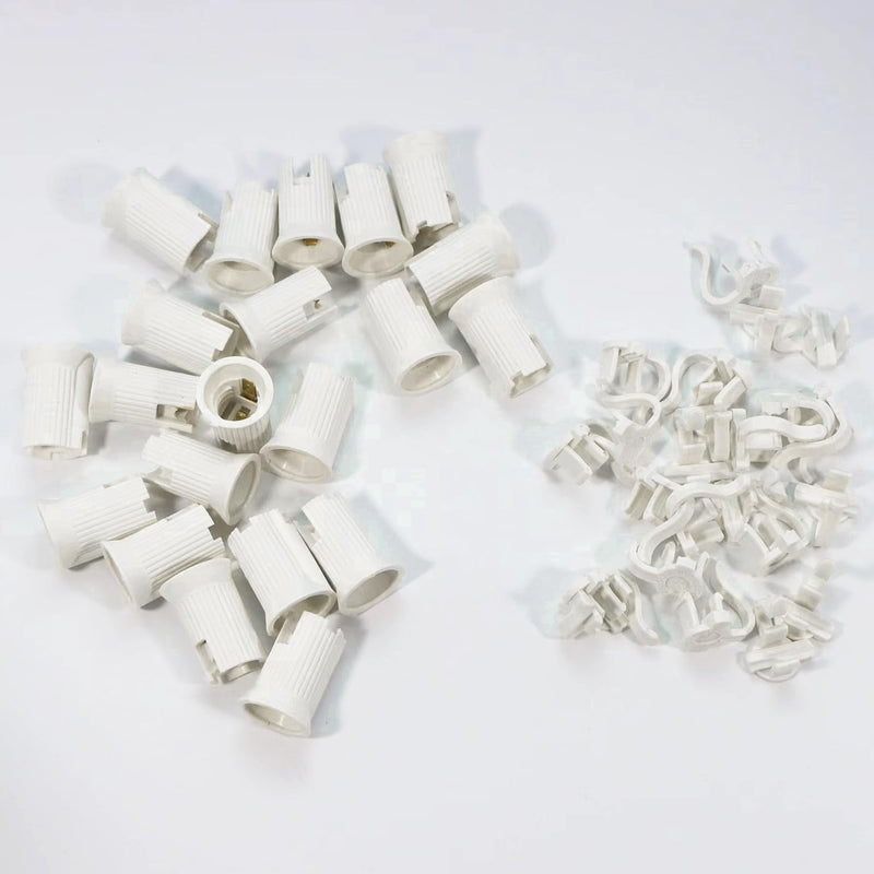 100PCS C7 E12 Replacement Bulb Sockets, C7 White Socket SPT-1 Christmas String Light Replacement lamp Holder(E12, White)