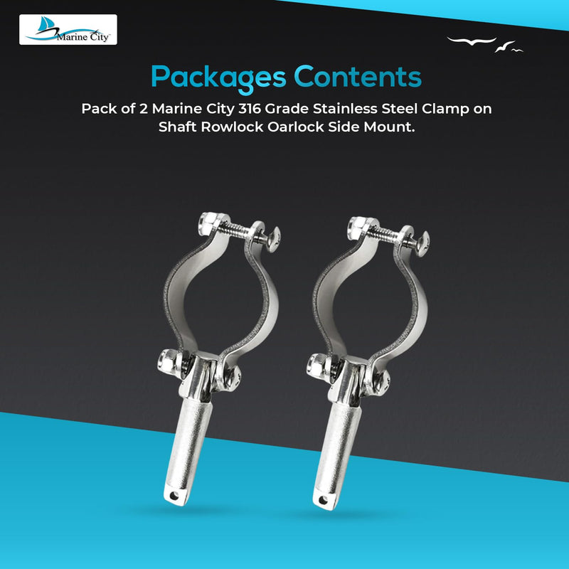 Marine City Rowlock Oarlock 316 Stainless Steel Heavy Duty, Corrosion-Resistant, Ideal for Boats, Yachts, and Marines (2 Pcs) (Clamp-On Oarlocks)