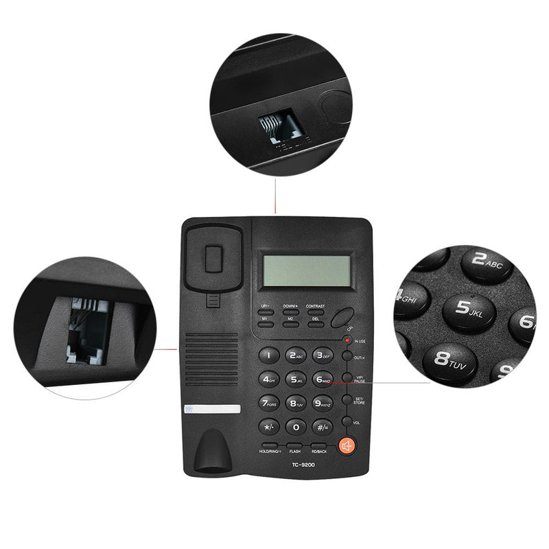 Desk Corded Telephone Phone with LCD Display Caller ID Adjustable Calculator Alarm Clock for House Home Call Center Office Company Hotel