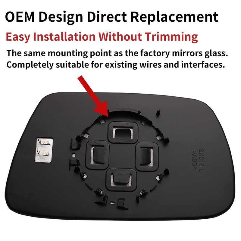 Driver Side Mirror Replacement for 2005 2006 2007 2008 2009 2010 Jeep Grand Cherokee Mirrors Glass - Convex Mirror Glass, Left Side Rear View Mirror with Heated (5142875AA) Driver Side (Left)
