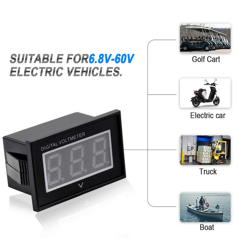 Waterproof Monitor 24V 36V 48V Golf cart Voltmeter Blue Digital Voltage Meter Battery Gauge DC6.8-60V 24 36 48V blue digital volt meter