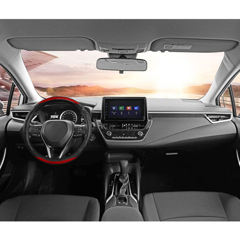 GIANT PANDA Steering Wheel Cover for Toyota, Auto Car Steering Wheel Cover for Toyota Highlander Rav4 Corolla Camry,Standard Size - Red Toyota Standard Size - A Style