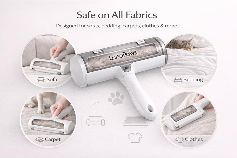 Reusable Pet Hair Remover Roller – Washable Reusable Lint Roller for Dog & Cat Hair on Sofa, Carpet, Clothes & Car – Internal Hair Collection Chamber, Eco-Friendly Design