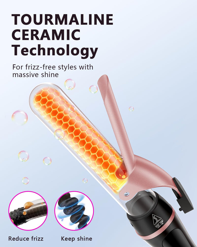 5 in 1 Curling Iron, Curling Wand Set with Thermal Brush Flat Iron Hair Straightener Interchangeable Ceramic Barrels (0.35"-1.25") Instant Heat Up for Waves Dual Voltage Hair Curler, Gifts for Women