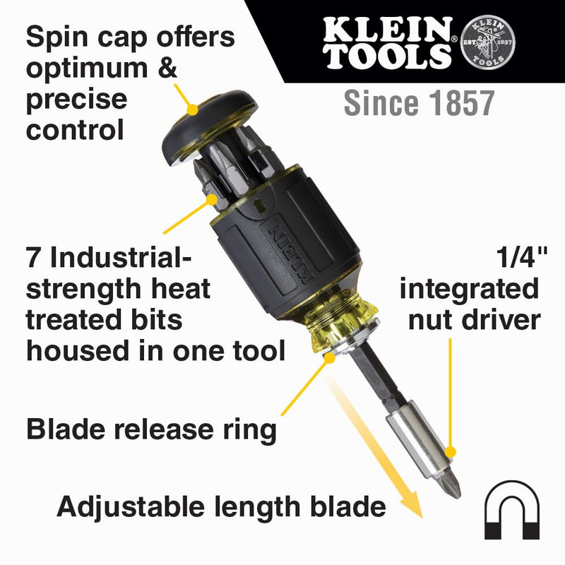 Klein Tools 85515 3-Piece Multi-Bit Impact Screwdriver Set with 8-in-1 Stubby, Mini Ratchet and 4-in-1 Electronics Screwdriver