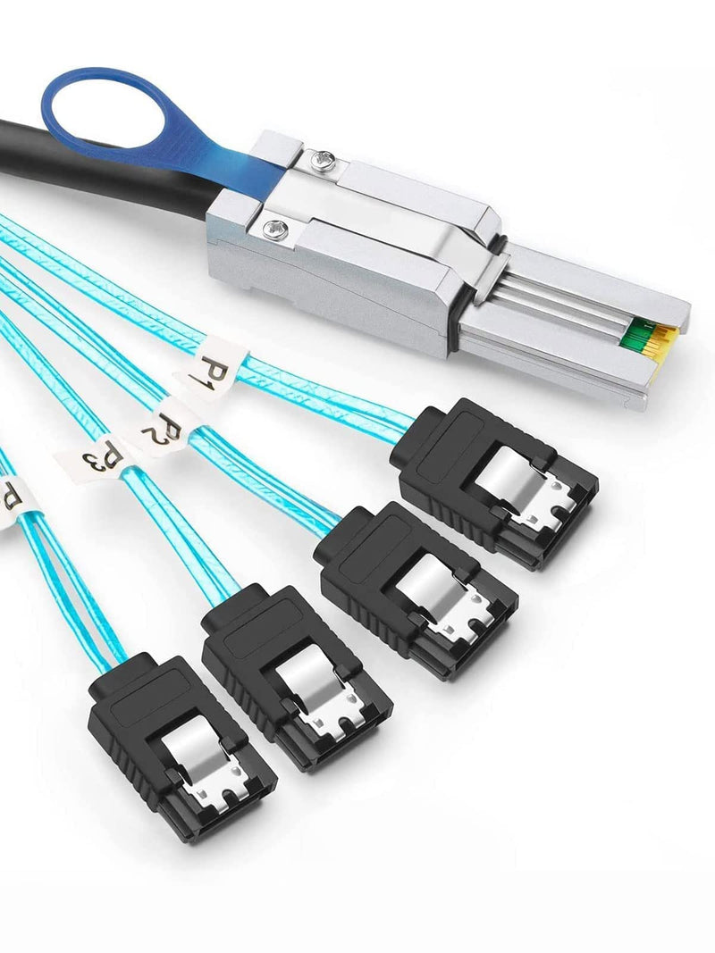 CableCreation Mini SAS 26Pin (SFF-8088) Male to 4 SATA 7Pin Female Cable, Mini SAS Host/Controller to 4 SATA Target/Backplane, 2M / 6.6FT