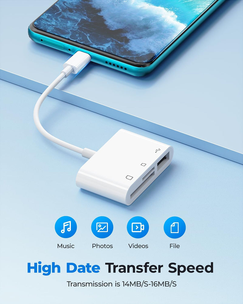 3-in-1 USB-C SD Card Reader for Mac, with SD, Micro SD, and USB Female Port, Supports SDHC, SDXC, Upload Photos and Videos