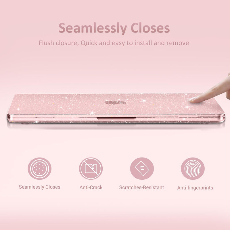 MOSISO Compatible with MacBook Neo Case 13 inch 2026 A3404 A18 Pro Chip | Crack-Resistant Protective Sparkly Hard Shell Case&Keyboard Cover&Screen Film, Glitter Cover, Blush