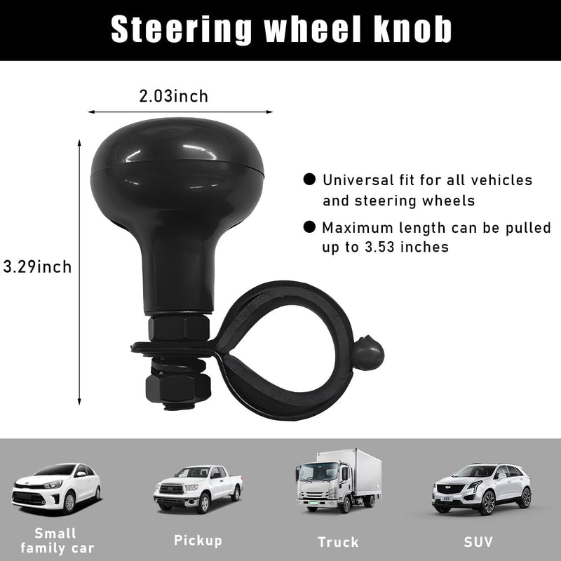 Car Woodgrain Steering Wheel Spinner Knob, Anti Slip Automotive Power Handle Spinner, Smooth Ball Shape Aid Knob to Control Steering Wheel Easier, Car Accessories (Black) Black