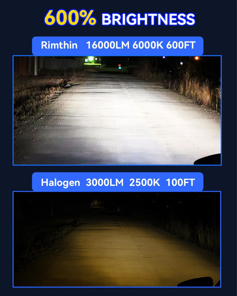 9005/HB3 H11/H8/H9/H16 LED Bulbs Combo, 120W 32000 LM Super Bright 6000K Cool White Led Fog Lights, IP67 Waterproof, Pack of 4, 9005+H11