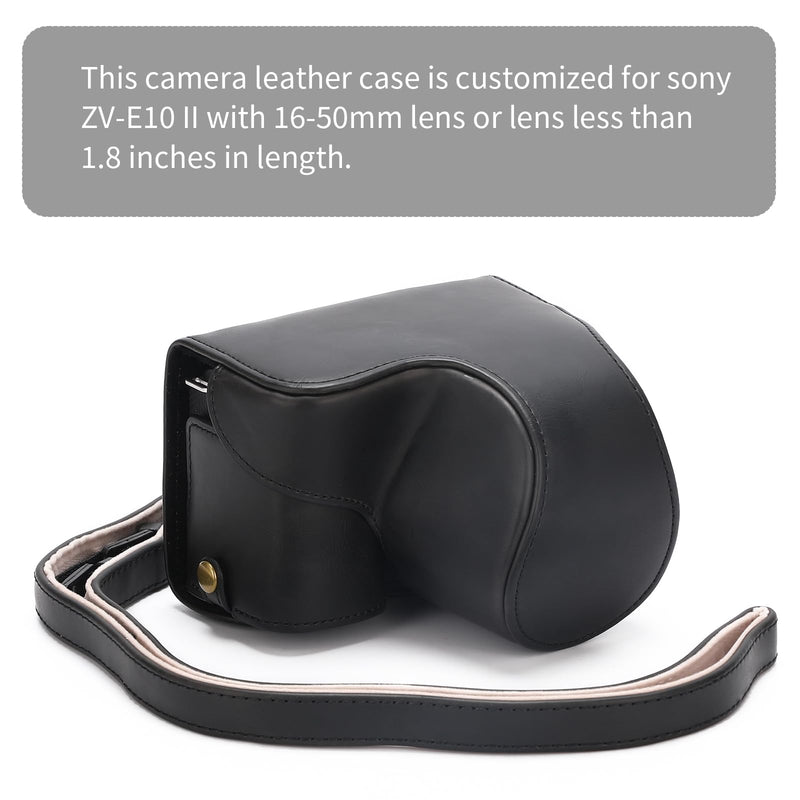 for Sony ZV-E10 II case Premium PU Full Body Leather Camera Case Bag for Sony ZV-E10 II Fit 16-50mm Lens with Camera Shoulder Strap ZV-E10 II-Black