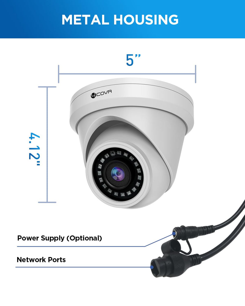 4COVR 5MP PoE Security IP Camera Outdoor IP67, Wired Surveillance Dome Camera with Smart Human/Vehicle Detection, 110° Wide View Angle 2.8mm Lens, 18Pcs IR LED 100ft HD Night Vision, LY97AX5MA