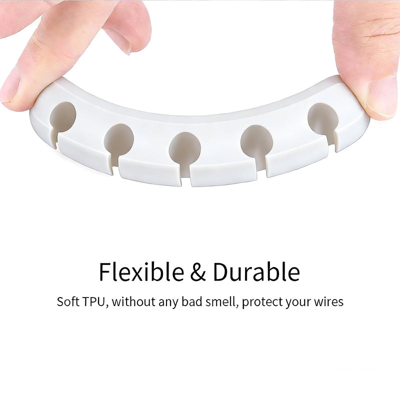 Cable Clips Organizer, Self-Adhesive Wire Holder, Flexible TPU, 3-Pack, for Desk Table Management