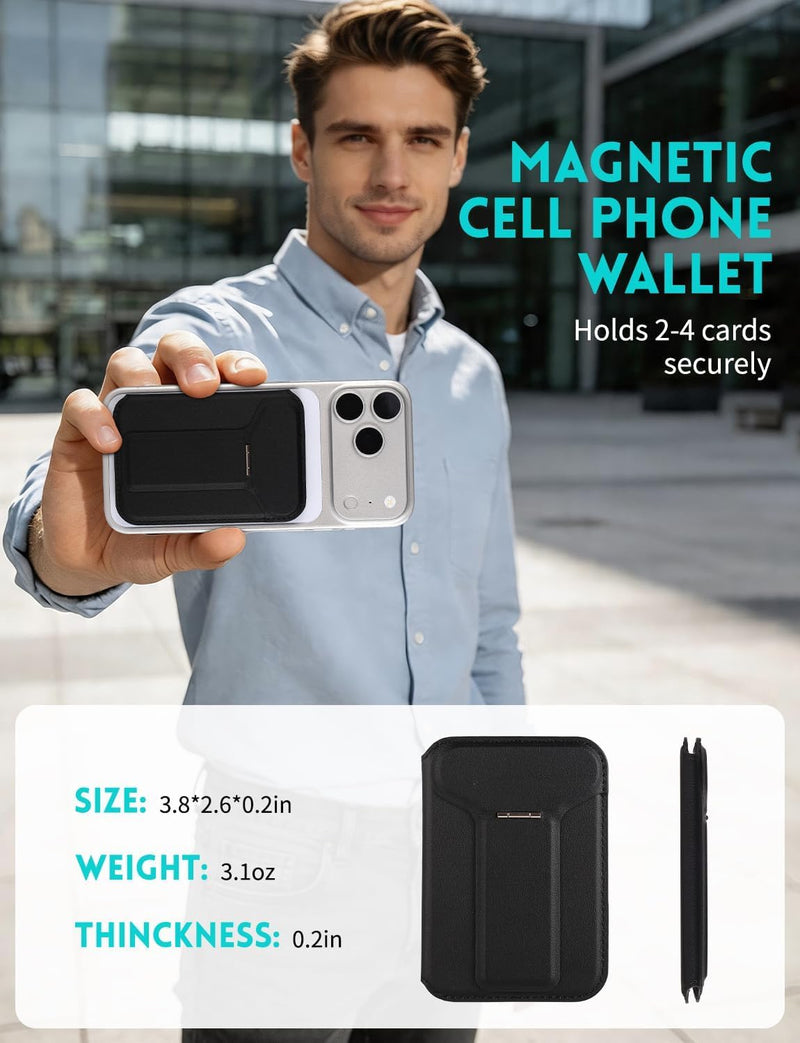 Cell Phone Wallet,Magsafe Wallet with Stand,Thin Wallet Lightweight Black-02