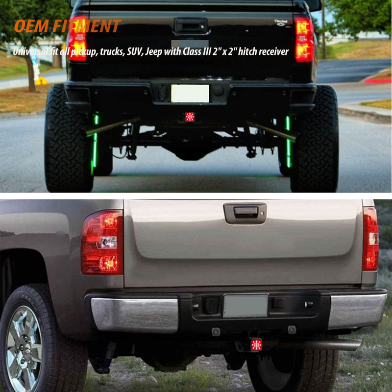 Adiil 2''Size 15-LED Brake Light Trailer Hitch Cover Fit Towing & Hauling，Red Lens Tow Hitch Driving & Brake Lamp Red Lens Red Light