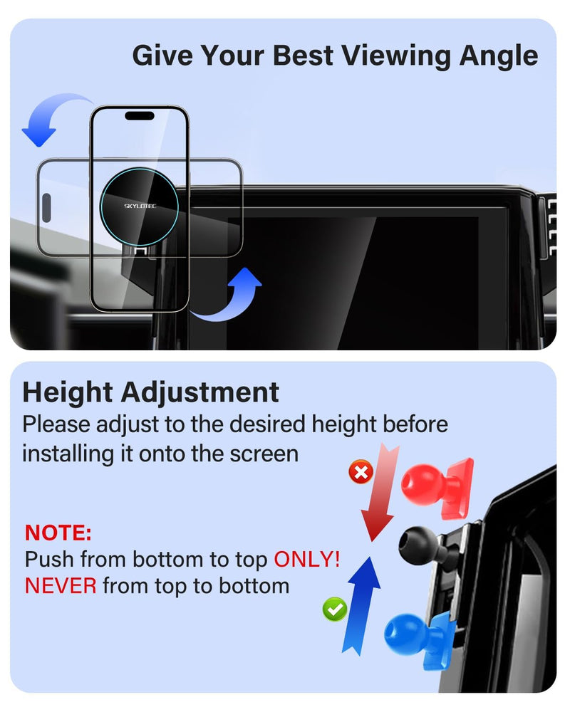 SKYLOTEC Magnetic Charger Dual Phone Holder for Toyota Tacoma 2024-2026 | 14-inch Screen, 6th Gen 4Runner 2025-2026 Accessories, 15W Wireless Charger Car Cell Phone Mount, Not for 8-Inch Magnetic Wireless Charger