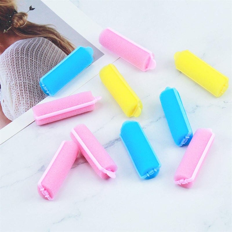 36 Pieces Foam Sponge Hair Rollers, Soft Curlers for Short Hair, Mini Roll Curl Artifact, Hair Styling Curlers for Women and Girls DIY Hairdressing, 20mm (Pink, Yellow, Blue) 36pcs 2cm
